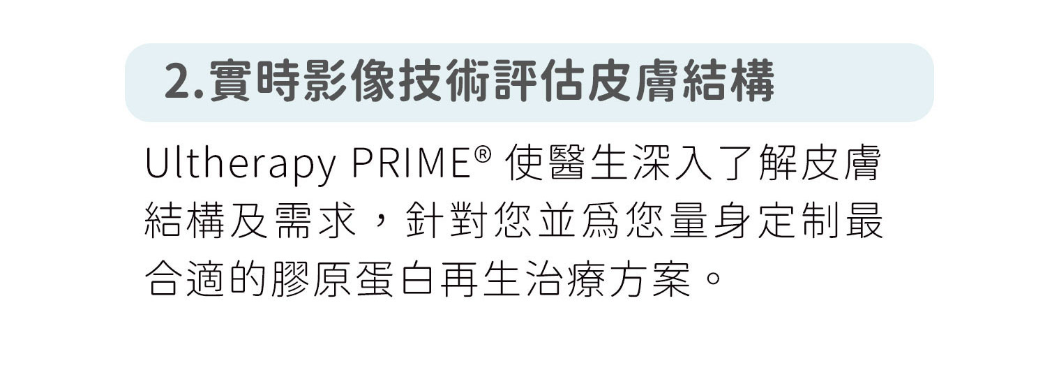 Ultherapy PRIME 以即時影像技術評估皮膚結構，量身定制膠原蛋白再生治療方案